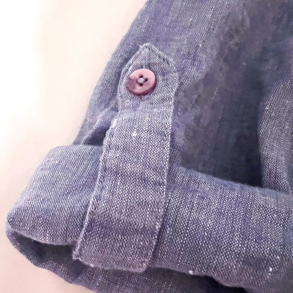 Chicos chambray denim Linen Blend Button Seam Maxi Dress size 2 - Picture 5 of 11